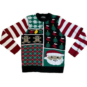 Amnesia Ugly Santa Christmas Crewneck Sweater Size Large